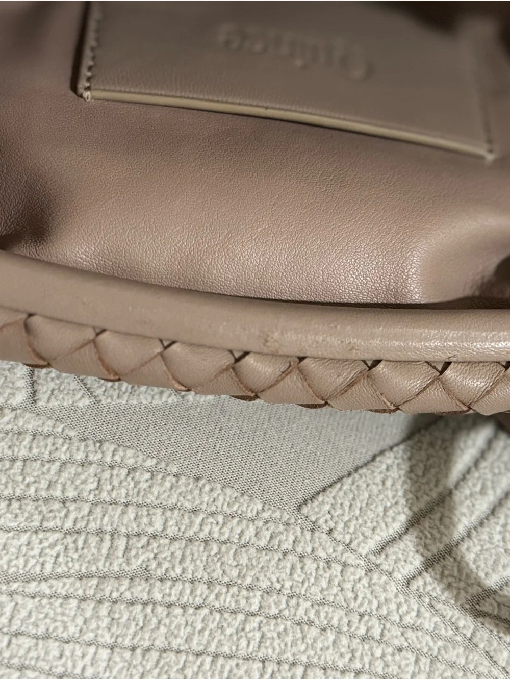 Quince Woven Leather Clutch in Taupe Beige